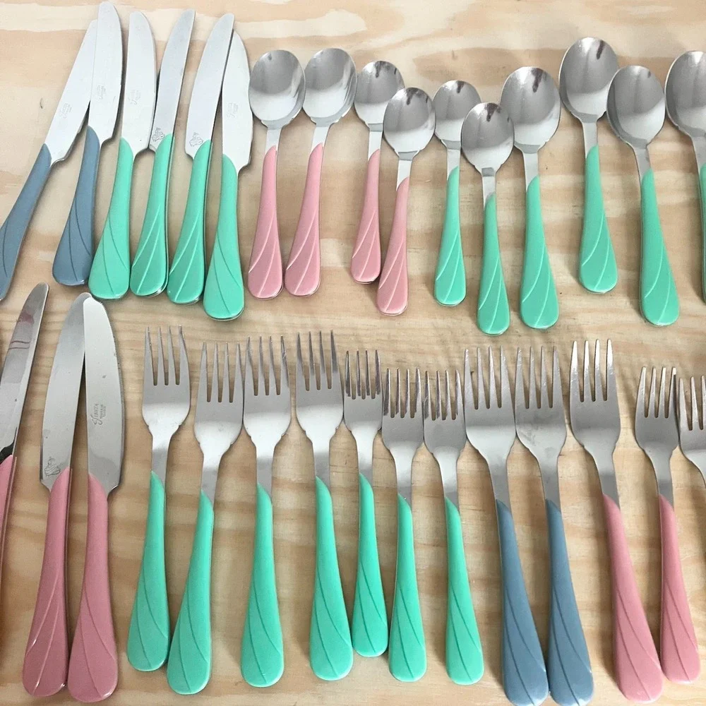 FiestaWare Multi Color Swirl 36 Piece Mixed Lot Flatware Silverware